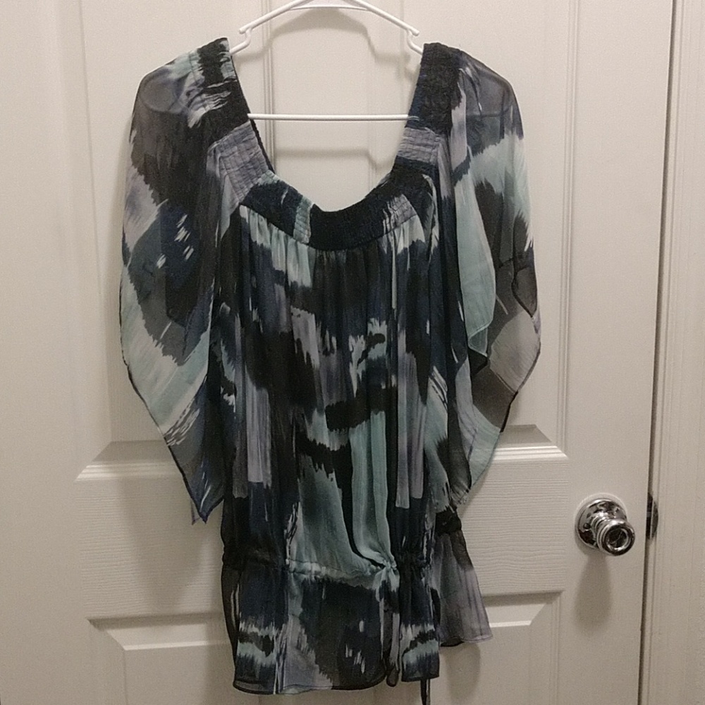 Blue patterned blouse